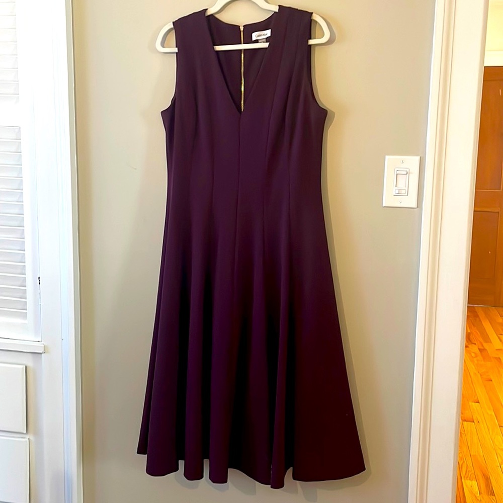 Calvin Klein sleeveless v neck midi dress